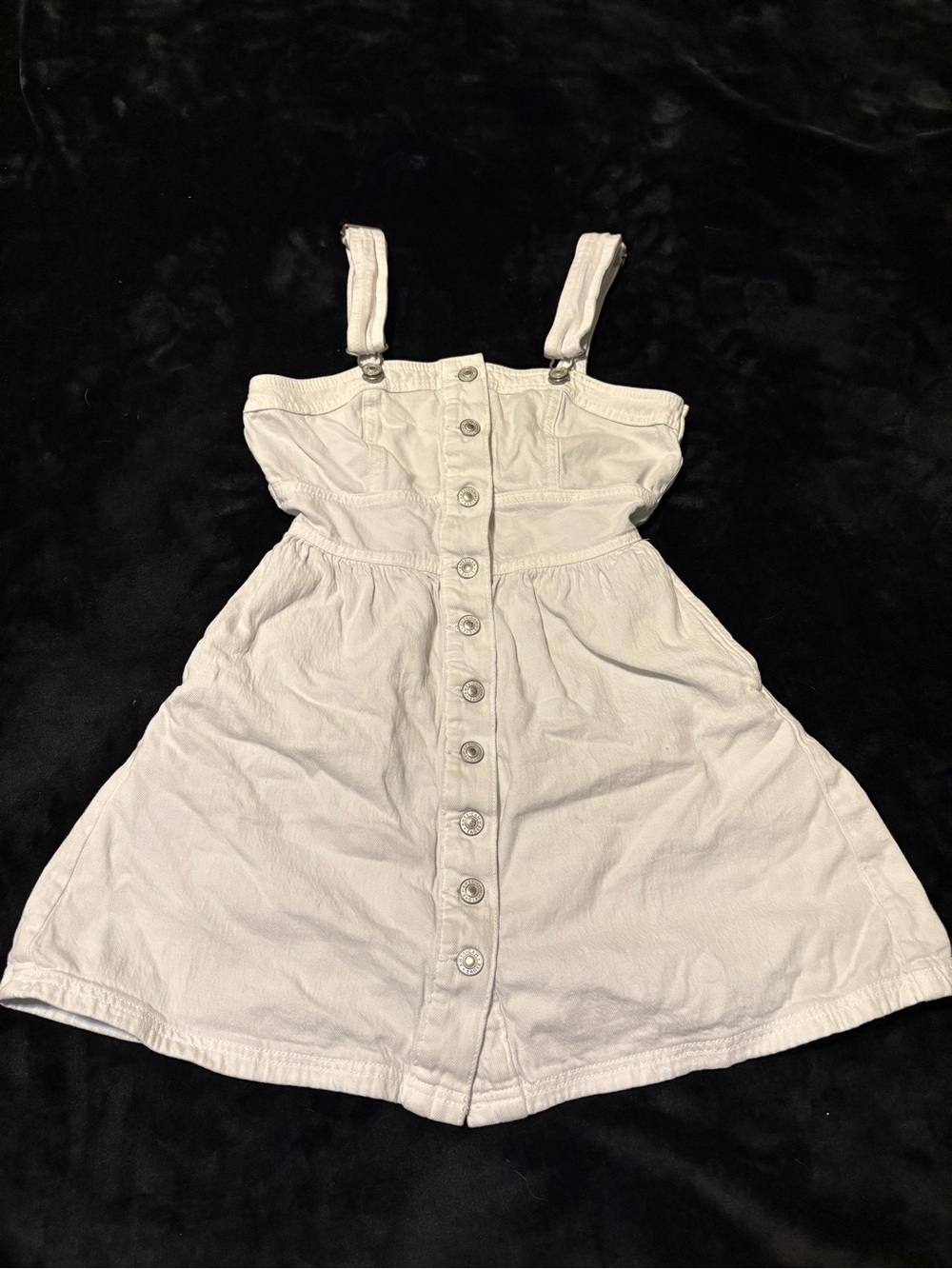American Eagle Outfitters White Button-Front with overall adjustable straps
